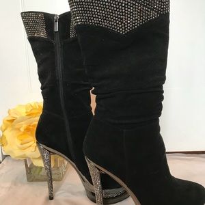 Black and Silver black platform boots